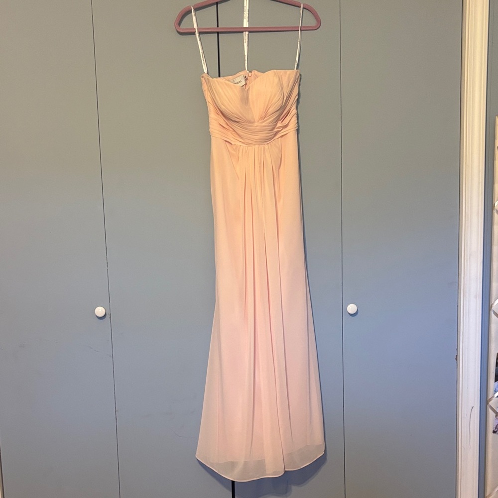 David's Bridal Strapless Peach Dress